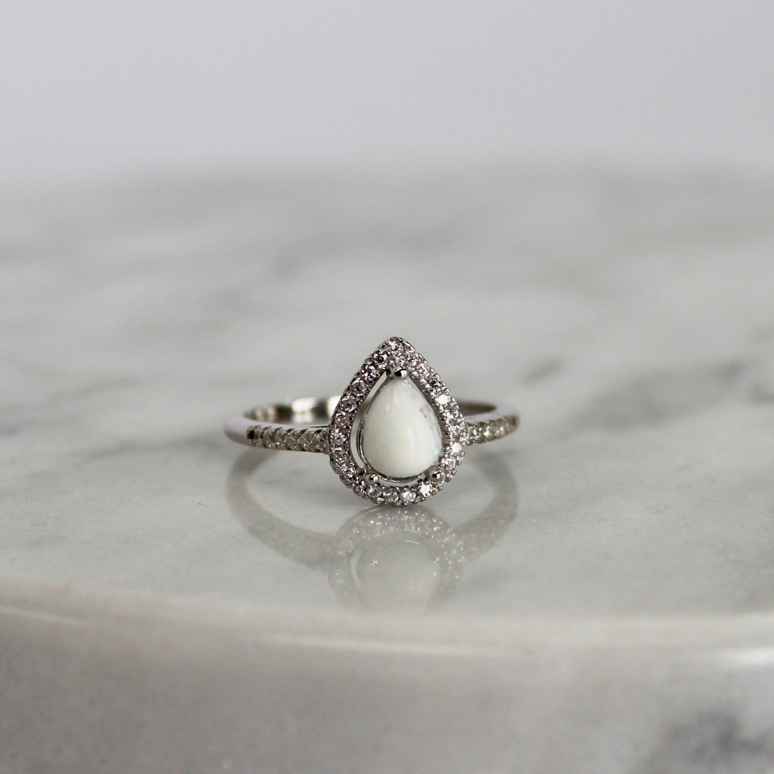 Luxury Memorial Ring Cremation Ring 10 White and Opal like Flakes