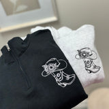 Country Wildflower Quarter Zip Sweater