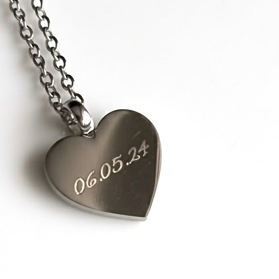 Engraved Heart Pendant Necklace