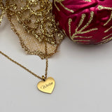 Engraved Heart Pendant Necklace