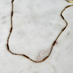 Gold Bar Chain Necklace with 18K gold plated stainless steel chain on marble background