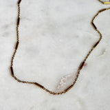 Gold Bar Chain Necklace with 18K gold plated stainless steel chain on marble background